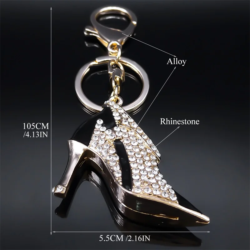 Fashion High Heel Shoe Keychain for Women Alloy Rhinestone Crystal Purse Car Key Chain Ring Holder Charm Jewelry Gifts K9230S05