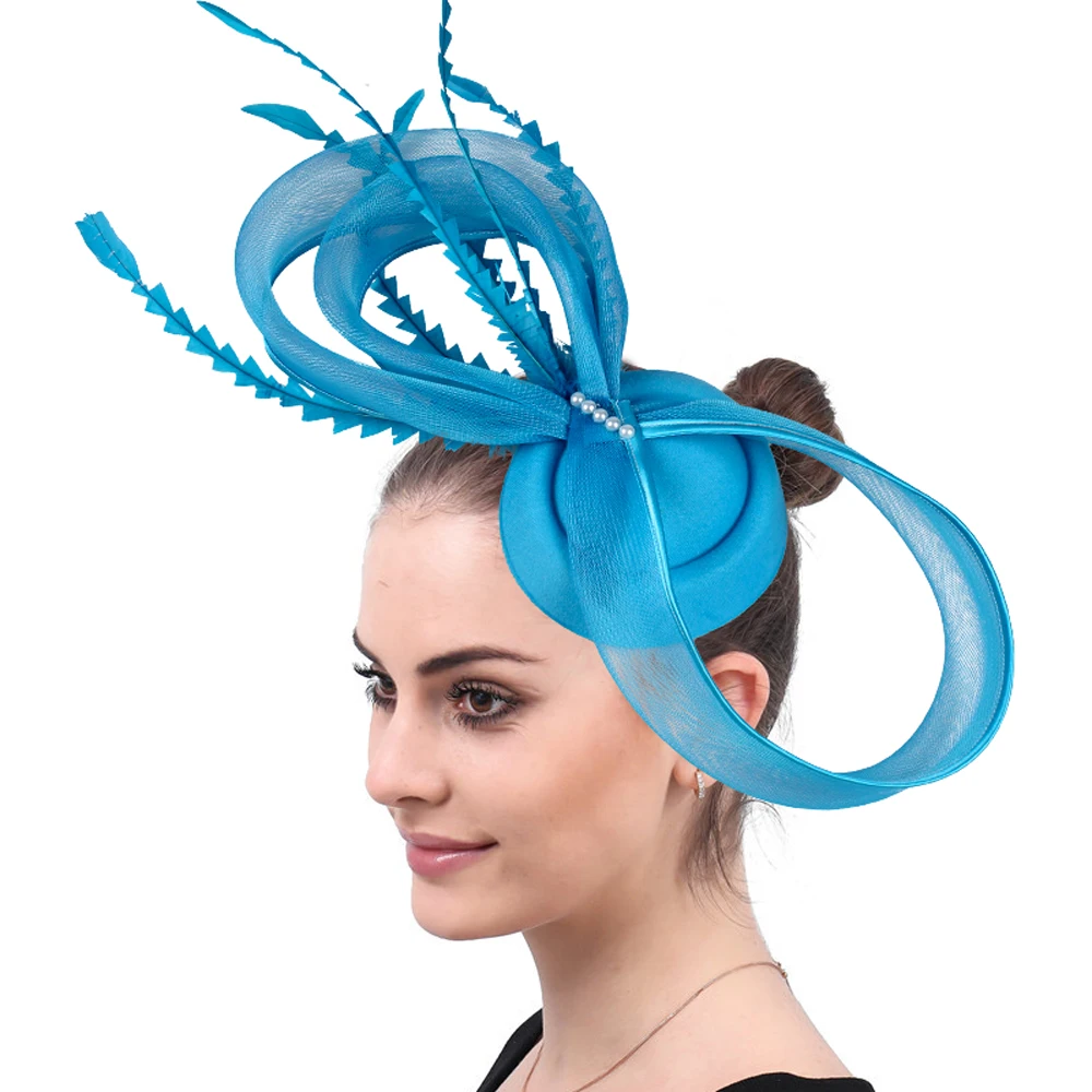 

Elegant Bride Women Tulle Fashion Fascinator Hat Ladies Chic Headwear Hairpin Marriage Mesh Net Hair Accessories With Headband