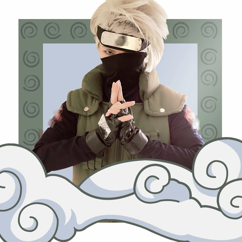 Anime Ninja Coat Cosplay Costume Kaka Halloween Clothes Vest Shirt Pant Headband Set For  Adult Plus Size Custom Made