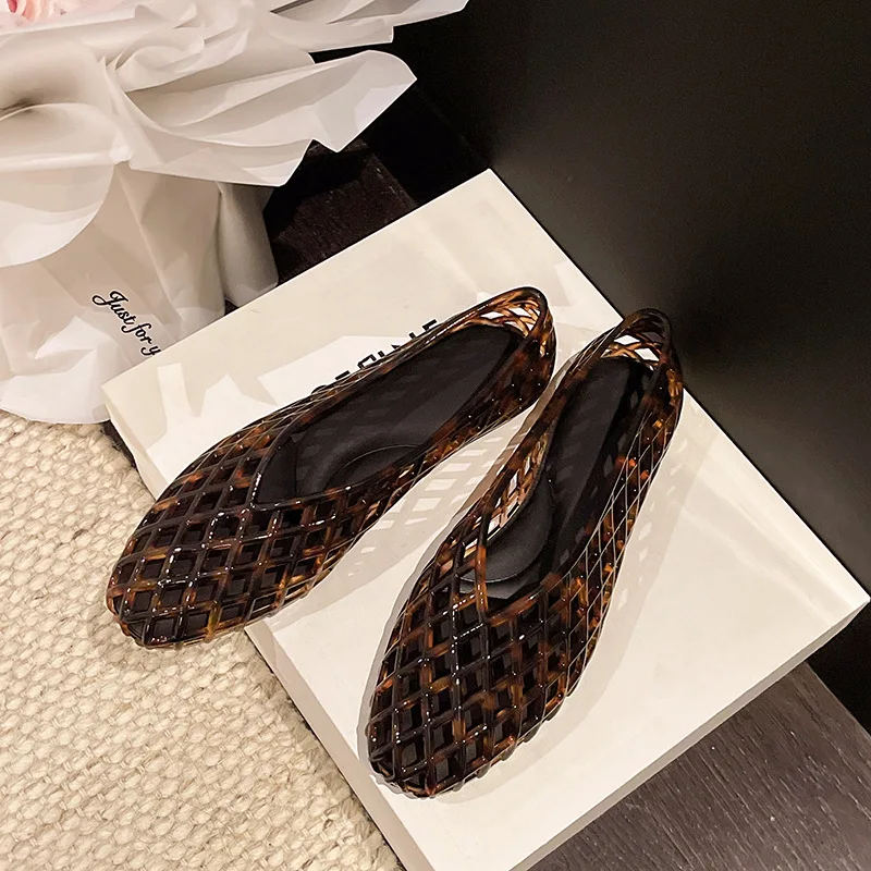 New V-mouth Crystal Jelly for Women Shoes Fashionable Versatile Comfortable  Flat Bottom Single Shoes, Casual Sandals image 3