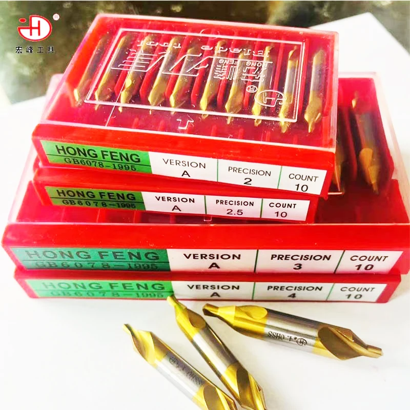 

10P центральное сверло из высокоскоростной стали 60 ° Угловой тип A&B с титановым покрытием, полностью шлифовальное, 1–6 мм, спиральное центрирующее сверло 2,5/3/3,5/4