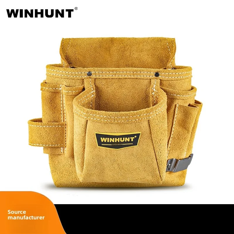 WINHUNT Leather Tool Bag Heavy Duty Thick Cowhide Multifunction Electrician Woodworking Repair Waist Tool Pouch Hardware Tool Ki