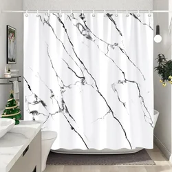 Blue Gold Textured Marble Shower Curtain Black White Natural Art Pattern Polyester Fabric Washable Shower Curtain Bathroom Decor