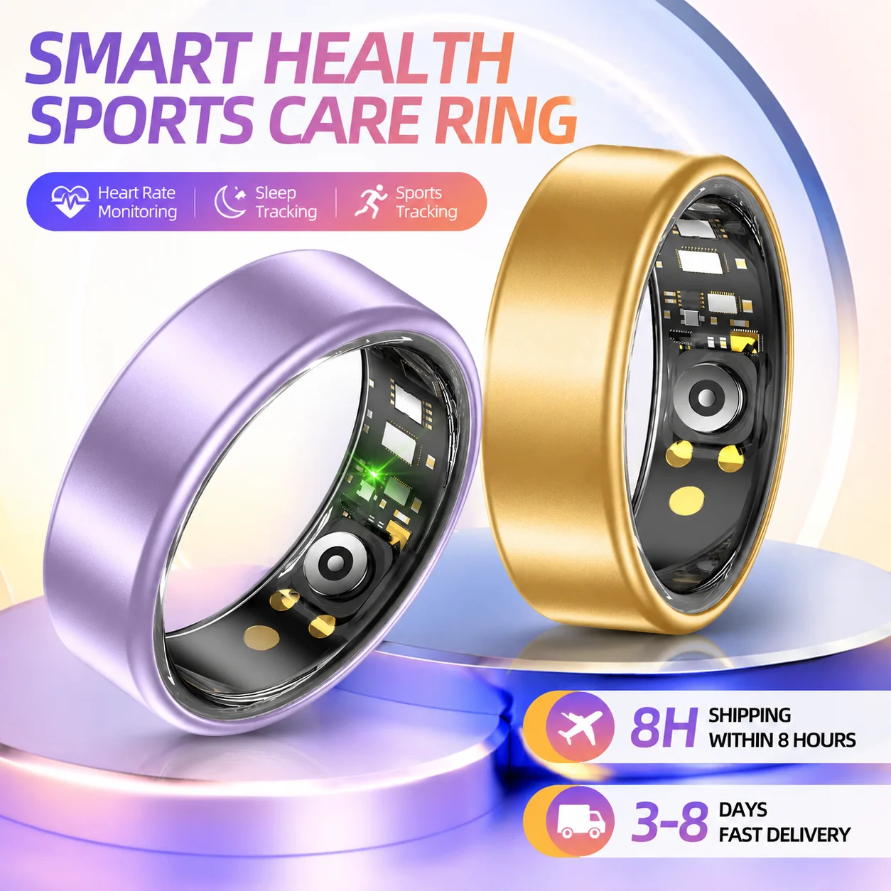 Ola Esporte Smart-Ringe für Männer und Frauen, Herzfrequenz- und SPO2-Überwachung, Schlafüberwachung, 100+ Sportmodi, Fotoaufnahme, Paar-Smartring R11C