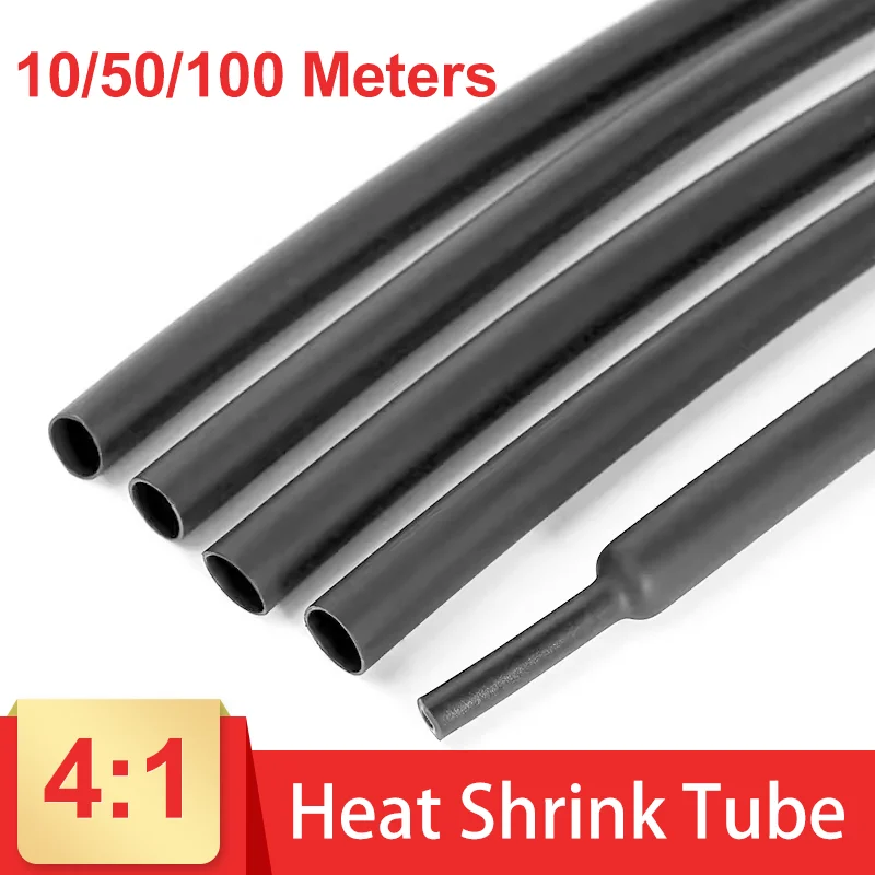 10M/100 Meters 4:1 Heat Shrink Tube with Glue Polyolefin Shrinking Assorted Heat Shrink Tube Wire Cable Sleeving Tubing