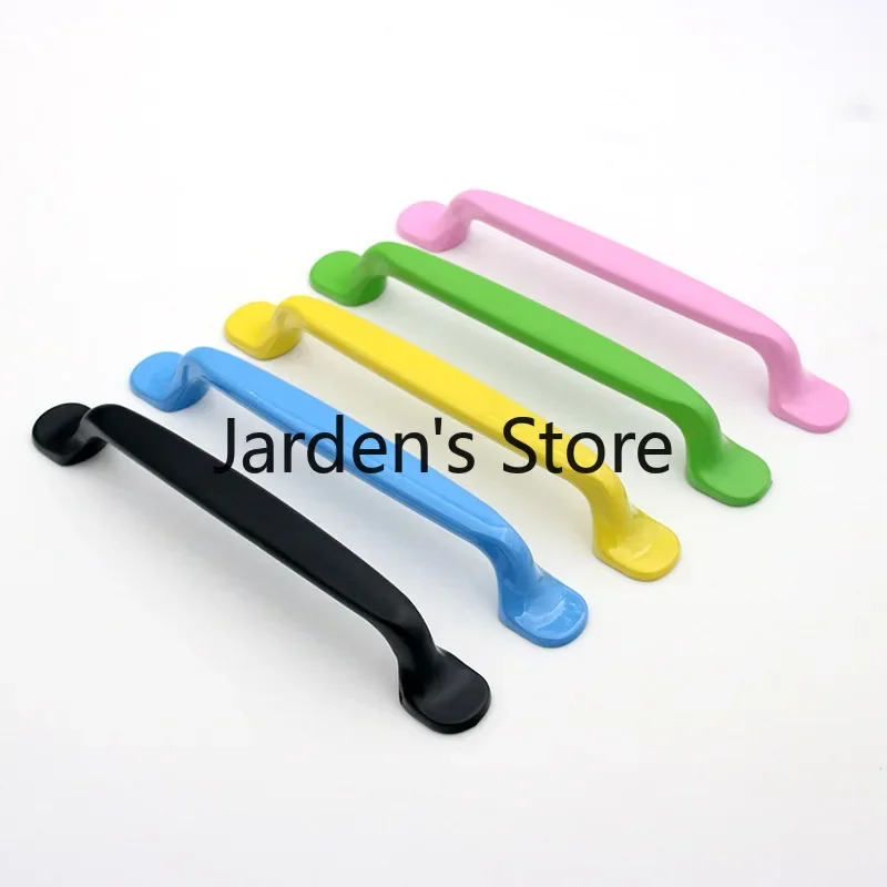 Modern simple hole spacing 96mm black and white pink yellow blue purple children's room clothes cabinet door handle drawer