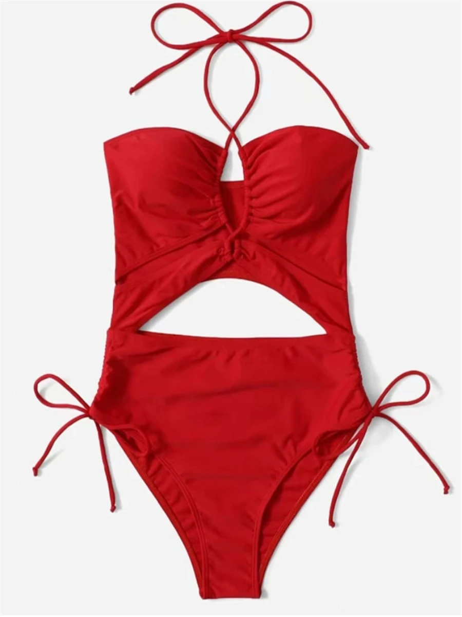 2023 Halter criss Swimsuit One Piece kobiety stałe pływanie stroje kąpielowe kobiet wyścielane body String strój kąpielowy Summer Beach Wear