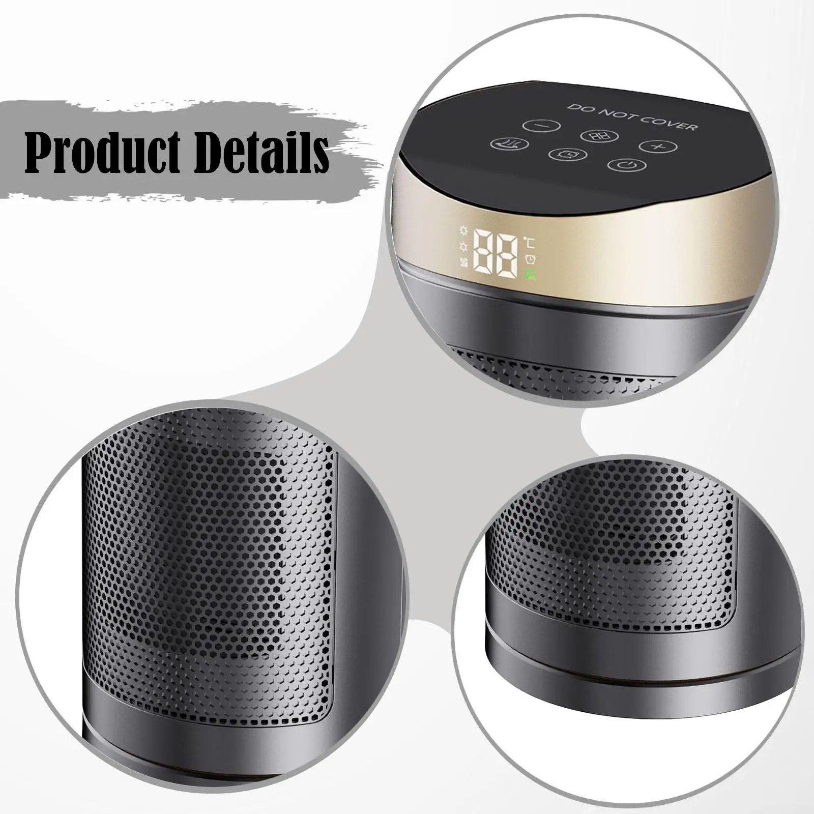 Mini Electric Heater Desktop Ambient Heater Low Consumption Portable Room Heater with Remote for Winter Use