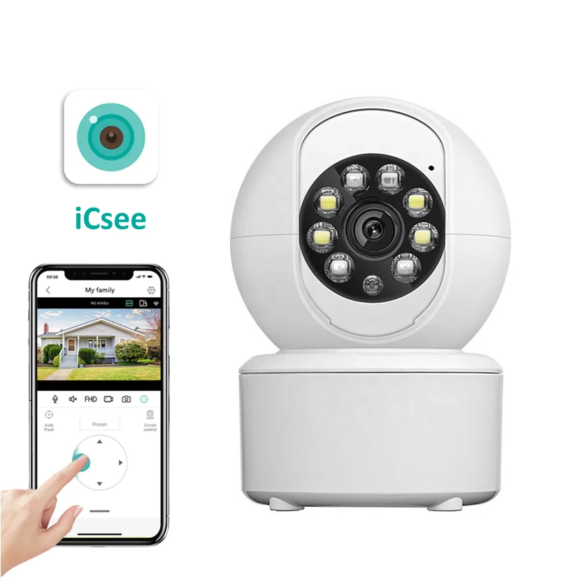 ICSEE 앱 2MP WIFI 스마트 카메라 보안 보호 베이비 모니터 풀 컬러 야간 투시 Ai 인간 추적 양방향 오디오 ICSEE