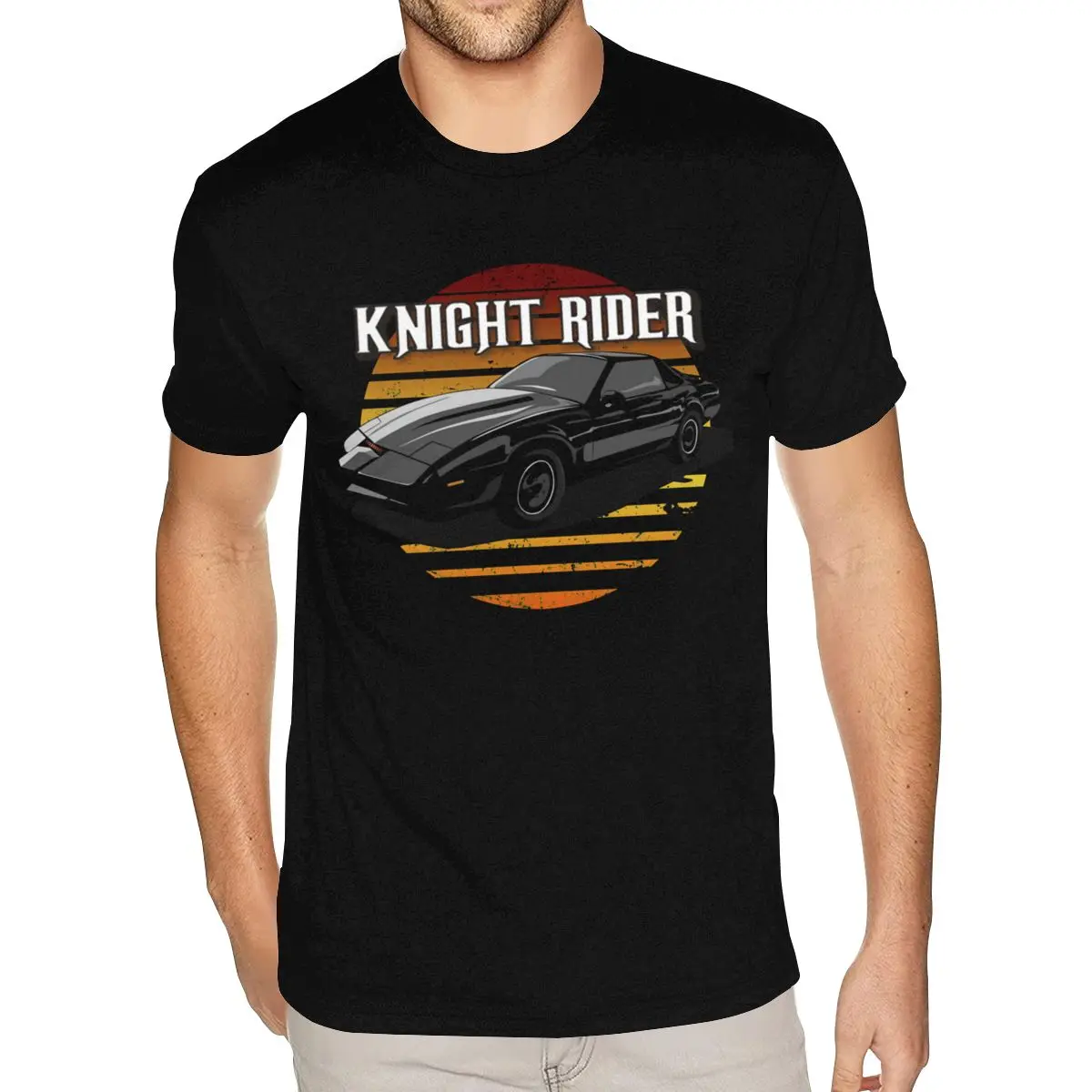 Lovely Ritterreiter Knight Rider KITT Tees Shirt Men Custom Printed Short Sleeves Soft Cotton Black Crew Tshirt