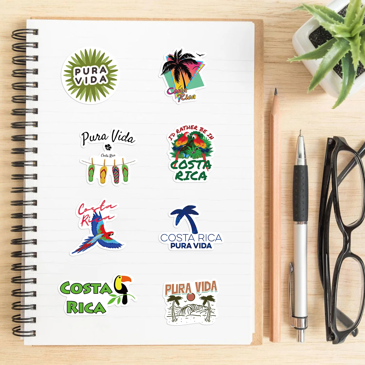 10/25/50pcs Costa Rica Pura Vida Graffiti Stickers Cartoon for DIY Guitar Laptop Phone Motorcycle Skateboard Helmet Car