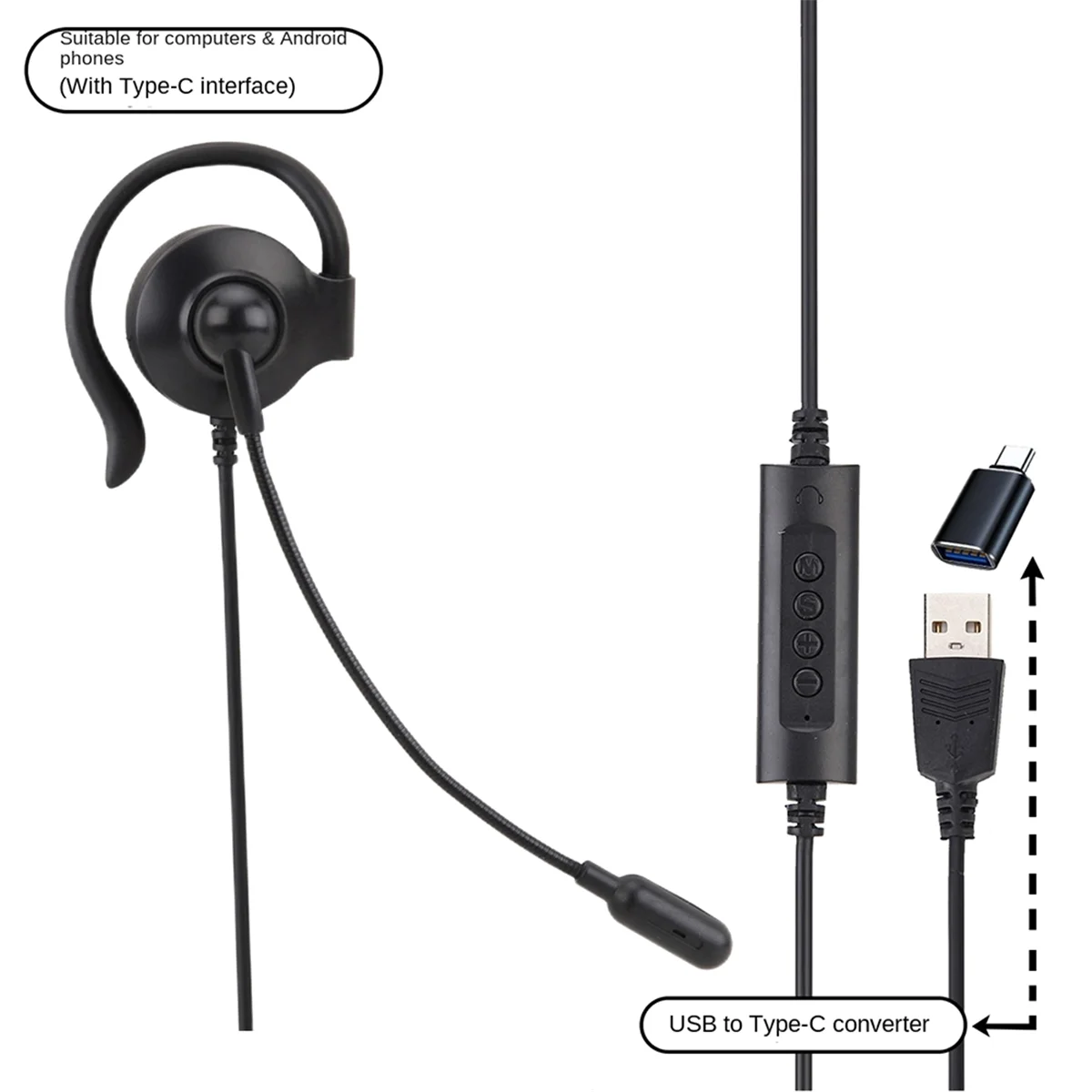 Call Center Headset with Microphone Service Headset Corded Telephone Headset 3.5mm Center/Traffic/Computer Headset