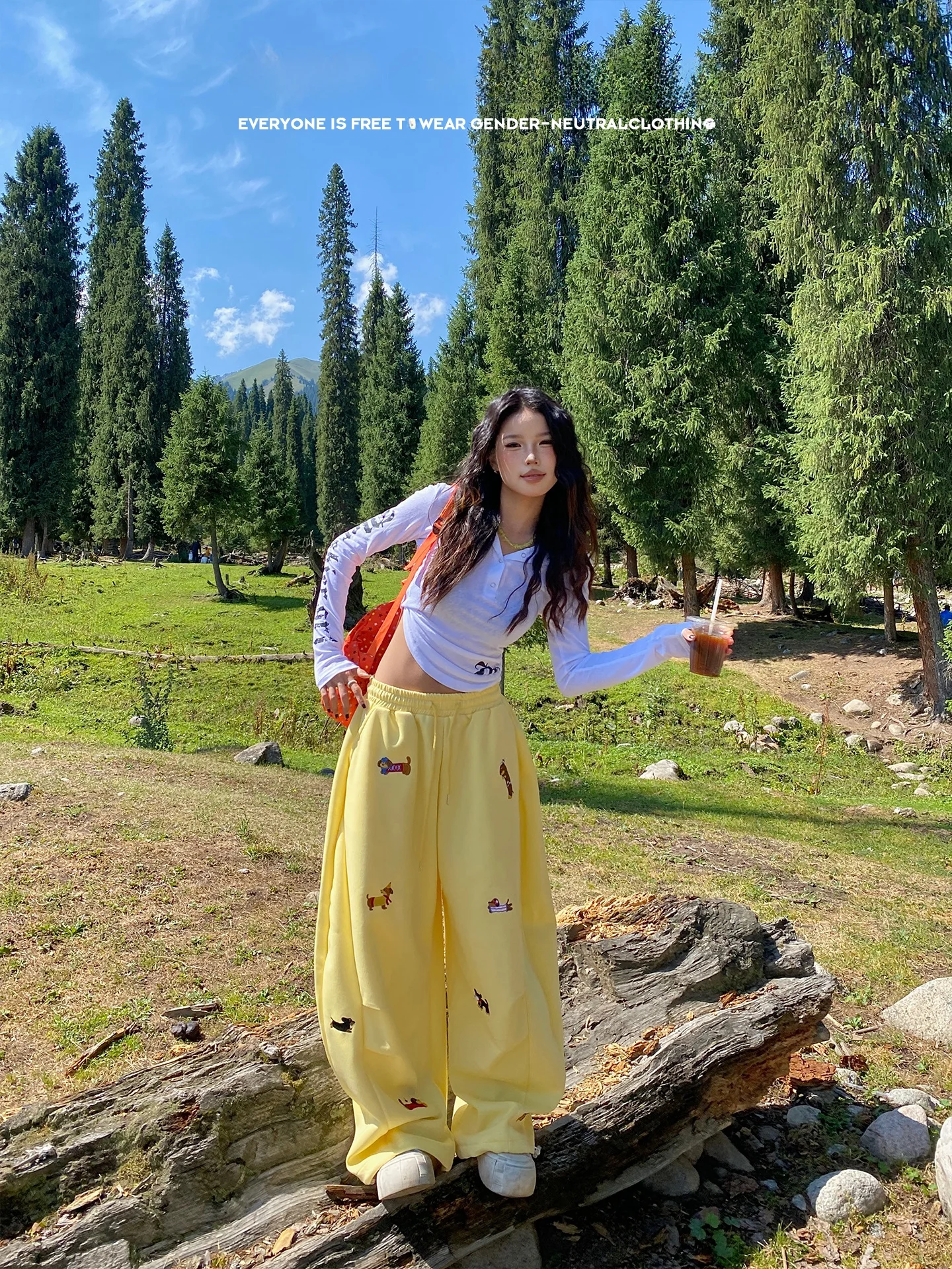 

Свободные широкие повседневные брюки, женские удобные свободные драпированные спортивные штаны с вышивкой, американский нож для собак с колбасой