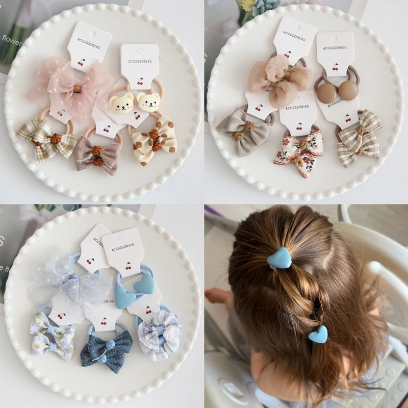 10Pcs/Lot, Elastic Hair Bow Clips for Children, Children\'s Headwear Hair Accessories for girls, Cute Hair ties, Lovely Hair Rope