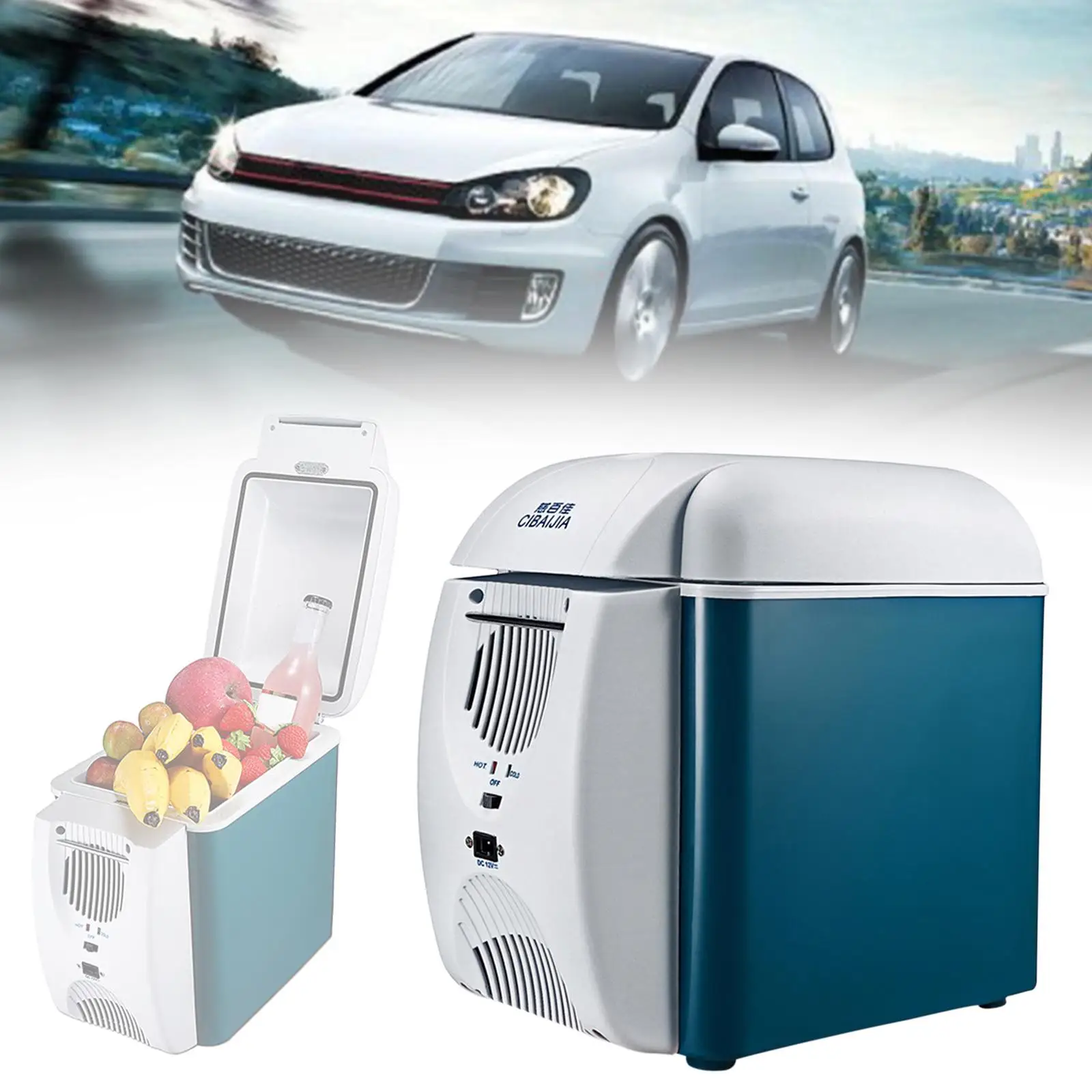

Portable Car Refrigerator 12V 7.5L DC Powered Thermoelectric Car Cooler for Camping Beer