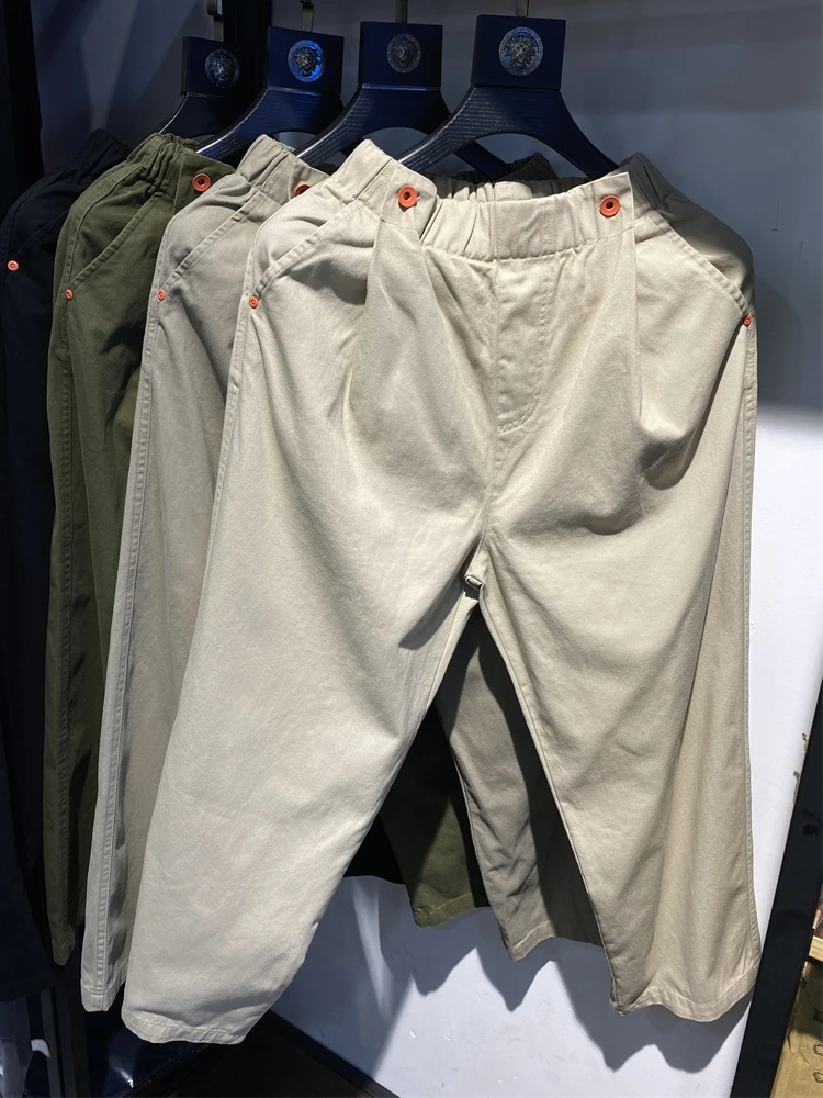 

Loose Fit Pure Cotton Workwear Pants Elastic Waist Big Size Men's Faion Autumn New Sle Casual Trousers Youth Energy