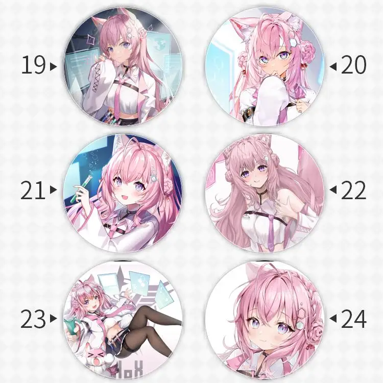 شارة الرسوم المتحركة أنيمي للزينة على ظهره ، بروش تأثيري ، على ظهره لتقوم بها بنفسك ، ملحقات مرساة ، Hakui Koyori ، YouTuber VTuber ، 58 مللي متر