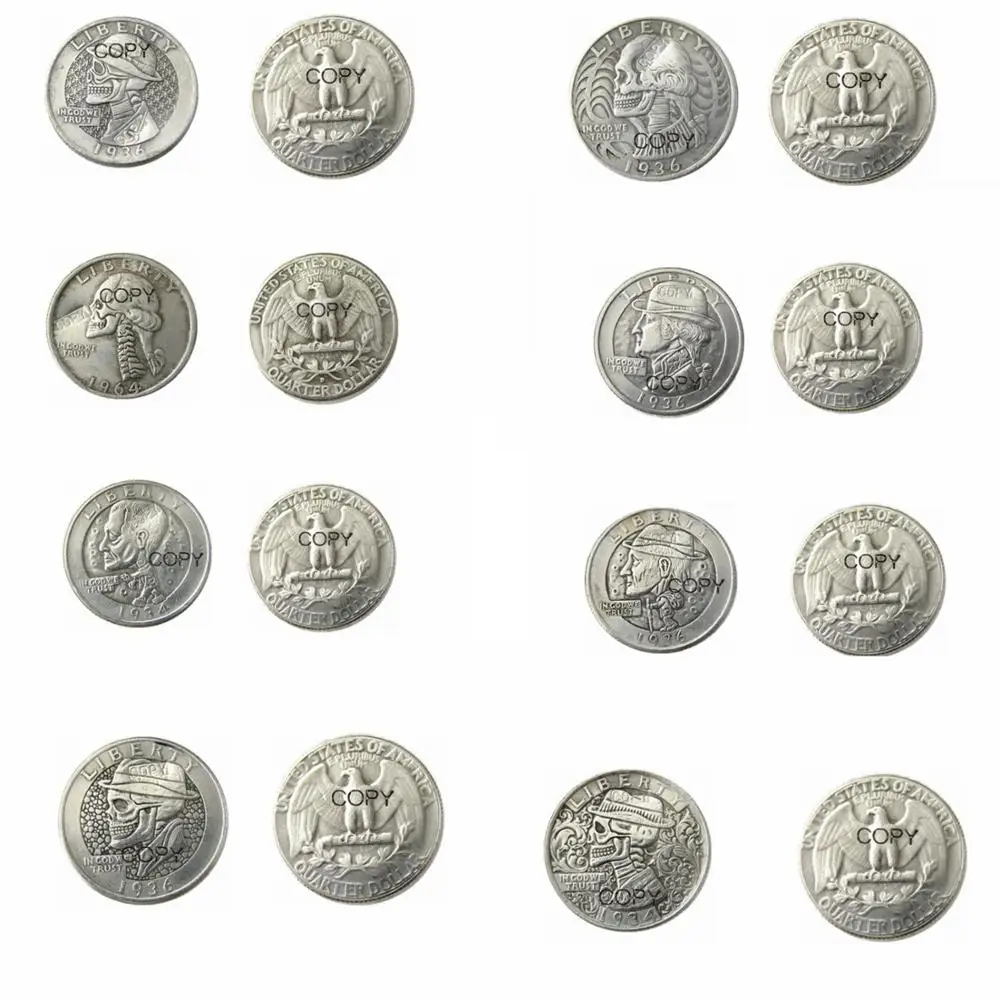 8 differents styles Hobo Creative  Washington Quarter Dollars Silver Plated Copy Coins