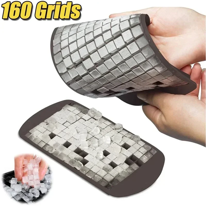 160 Grid Mini Silicone Ice Tray Ice Cubes Foldable Ice Mold Ice Breaker Ice Grid Tray Small Square Mold Ice Maker Silicone Mold