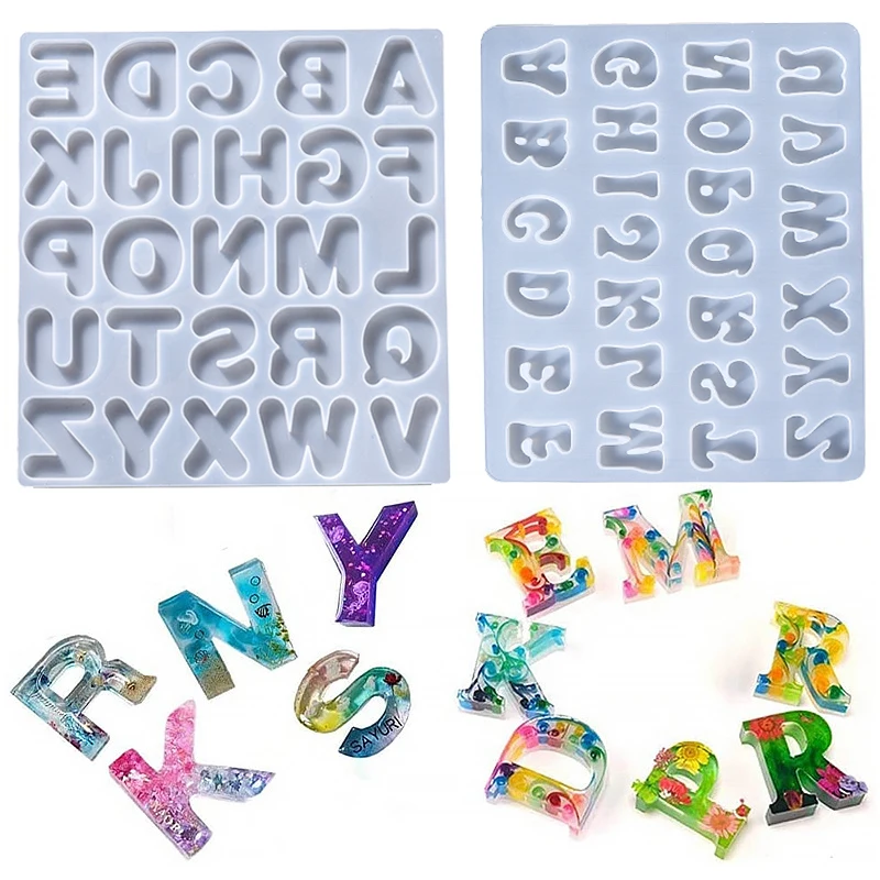 

English Alphabet A-Z Epoxy Resin Silicone Mold Letter Number Keychain Earring Pendant DIY Crafts Casting Tool Resin Mould