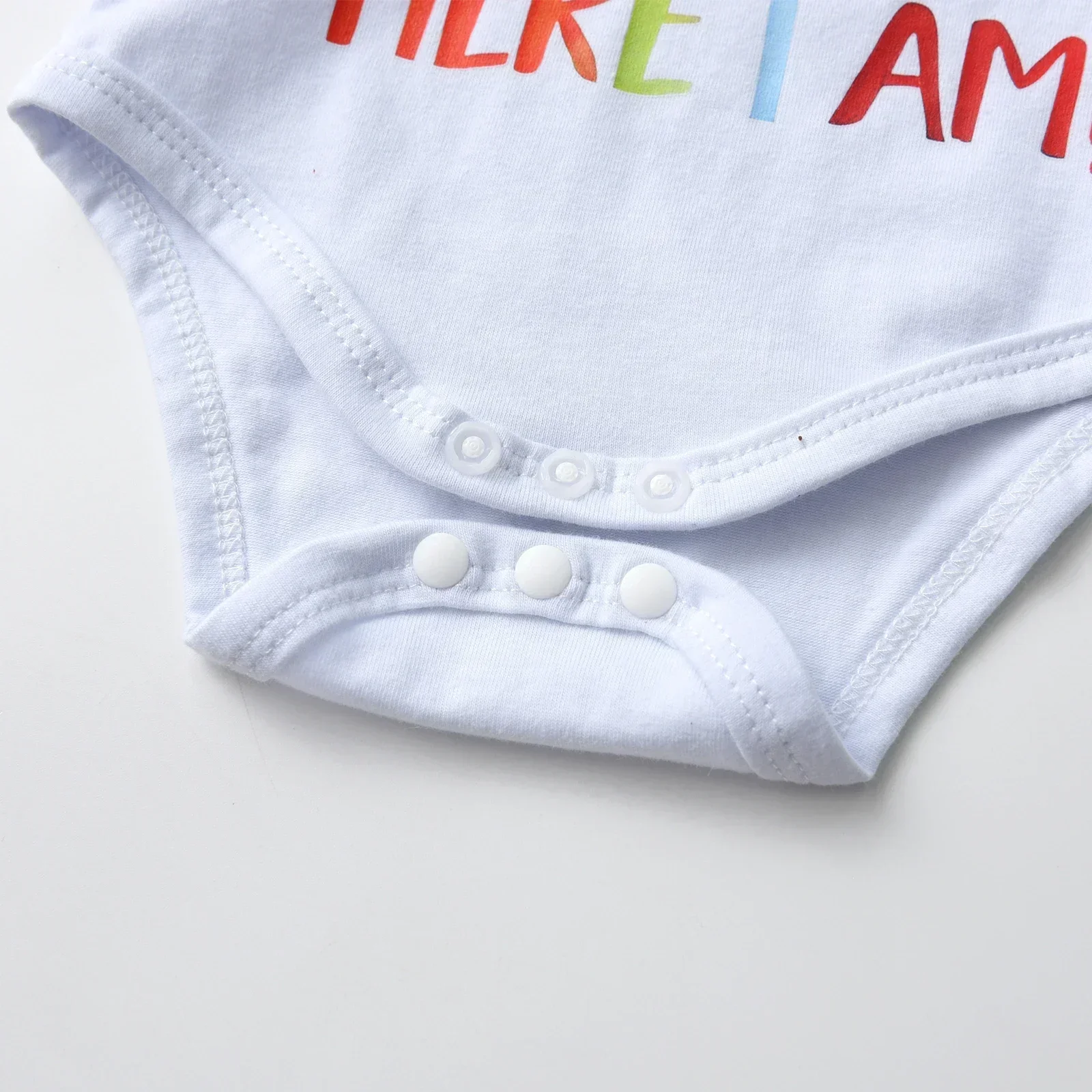 New infant Baby Boys Thin Cotton Clothes Set Printed Long Sleeve O-Neck Romper Bodysuit Top + Rainbow Pants + Cap Newborn Outfit