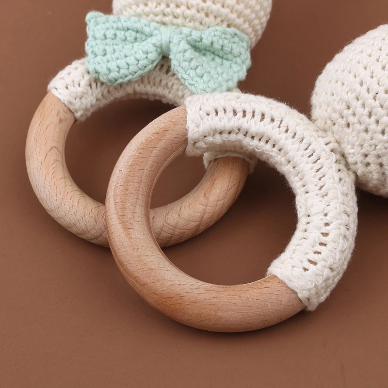 

Baby Teether Ring Cotton Thread Crochet Animal Rattle Newborn Teething Gift