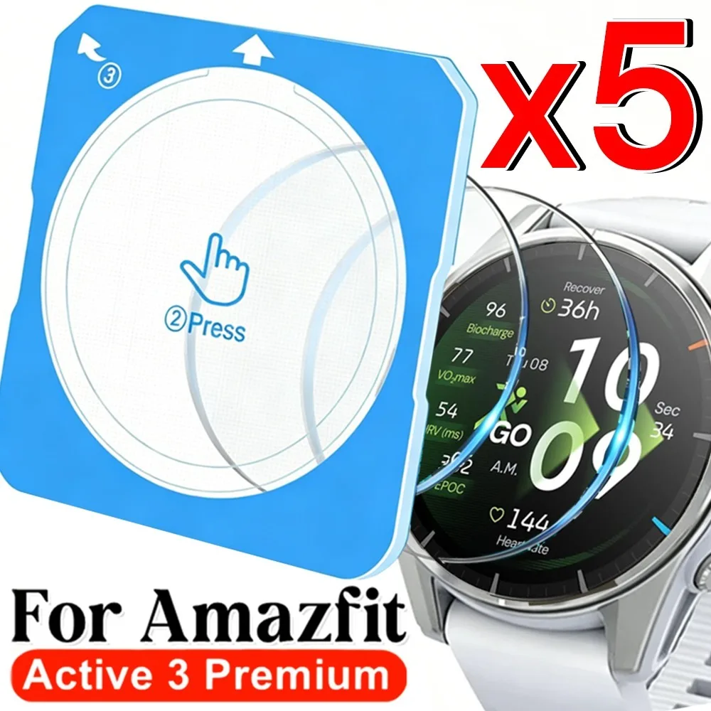 

5-1 шт. защитное стекло с комплектом для автоматической установки для Amazfit Active 3, премиальные защитные пленки для экрана, HD-стекло, защитные пленки