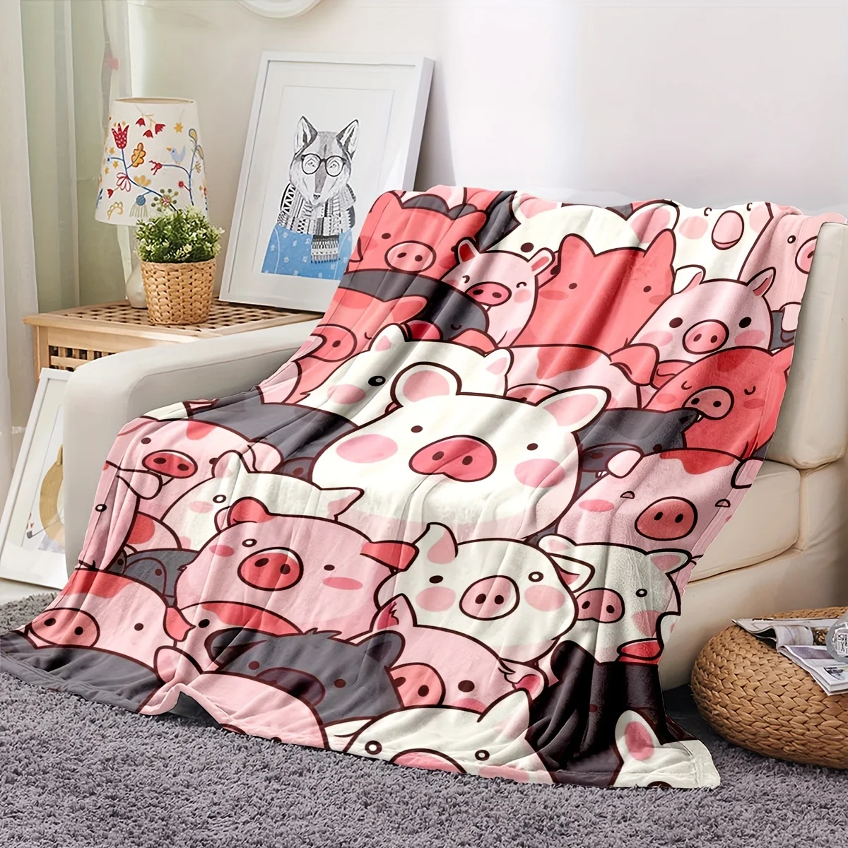 Cute Pig Collage Blanket - Soft, Cozy, Stylish Decor for Ultimate Home Comfort and Ideal Gift for Animal Lovers