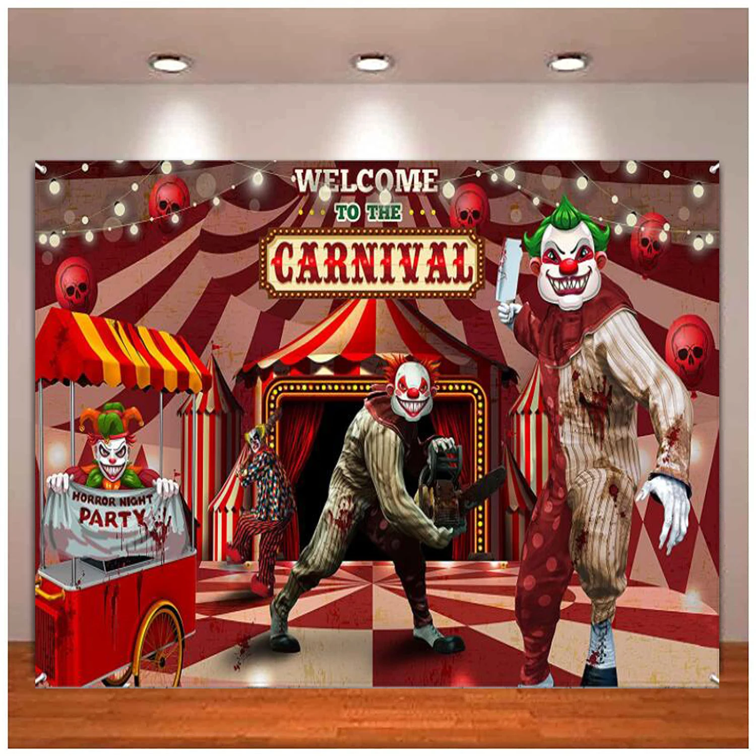 

Creepy Carnival Photography Backdrop Banner Circus Theme Background Carnival Party Halloween Clown Birthday Party Supplies Decor