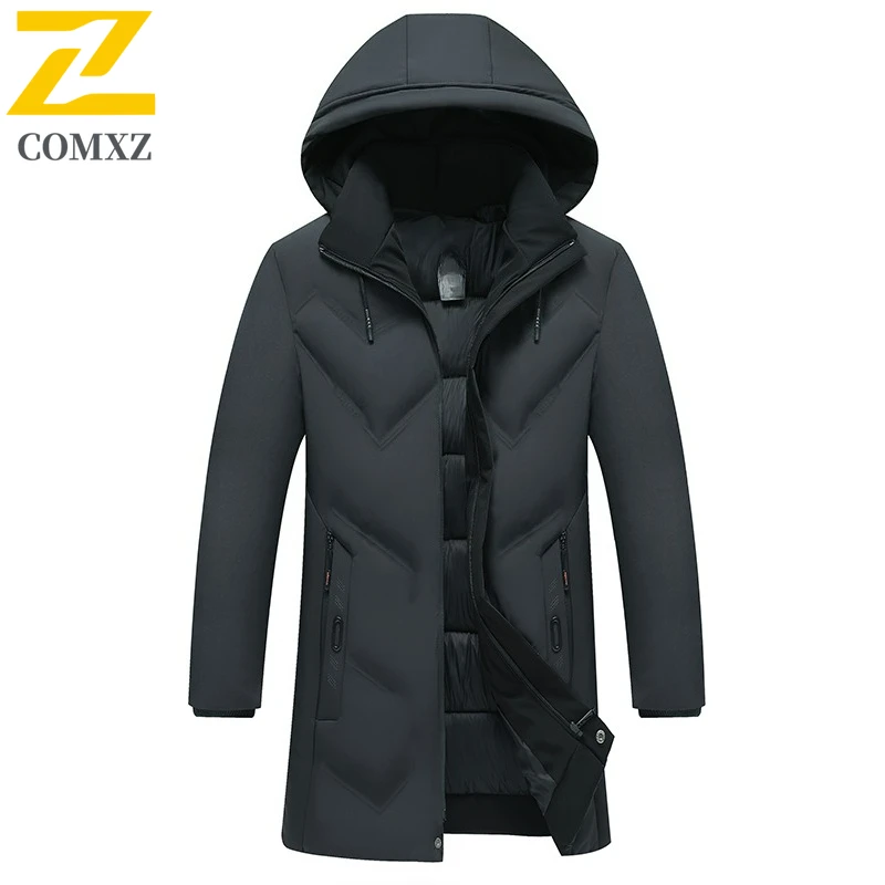 Padded Winter Coat For Men's -20 Degree Long Jacket Men's Thick Warm Snow Parkas Overcoat Windbreaker Hooded Puffer Coat Hombre