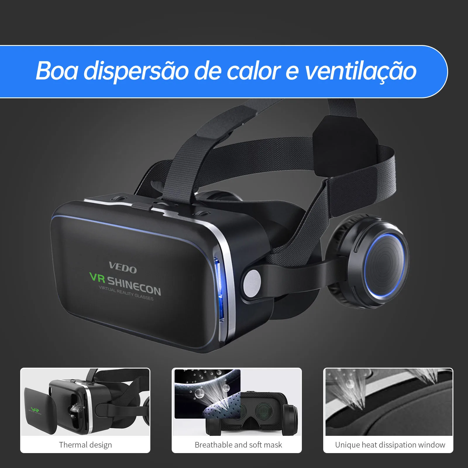 Shinecon Viar ثلاثية الأبعاد الواقع الافتراضي VR نظارات سماعة أجهزة خوذة العدسات نظارات ذكية للهواتف الذكية مع وحدات تحكم