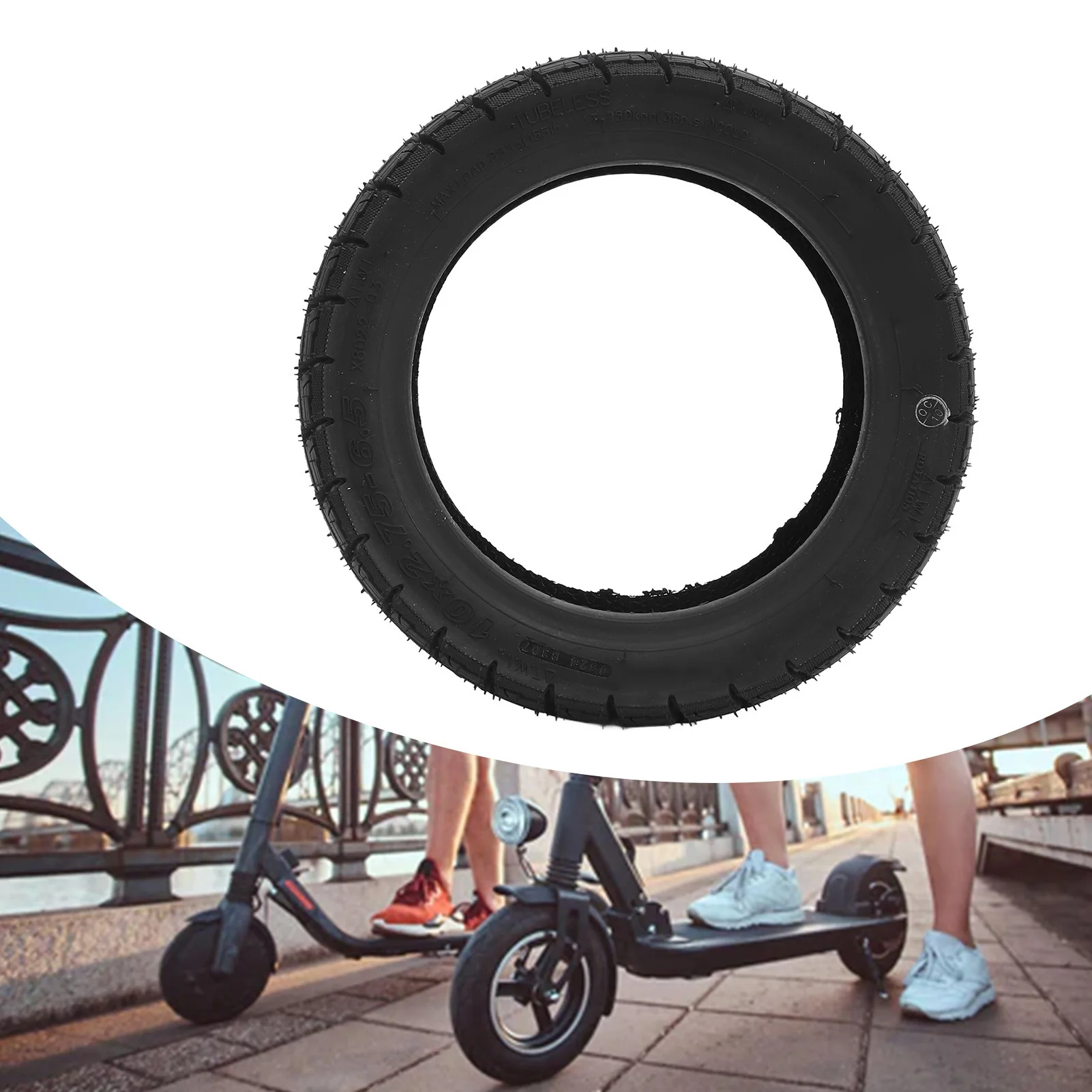 

ZK30 10x2.75-6.5 Electric Scooter Rubber Tires Strong Grip Prevent Slip Replacement Electric Scooter Rubber Vacuum Tire