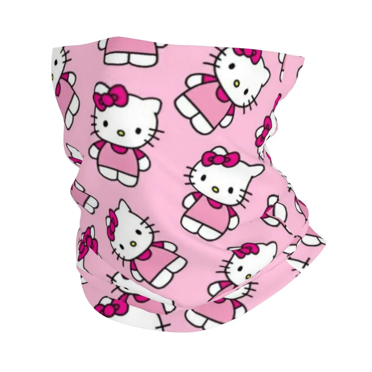 Custom Hello Kitty Bandana Neck Warmer Women Men Winter Hiking Ski Scarf Gaiter Cartoon Face Cover