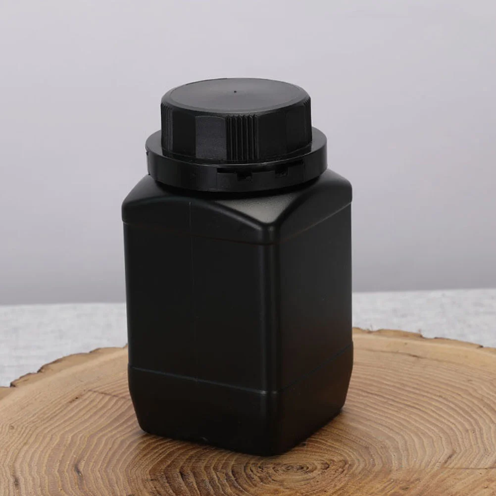 2 Pcs Laboratory Reagent Bottle Big Mouth Square Sample Plastic Liquid Sealing Black