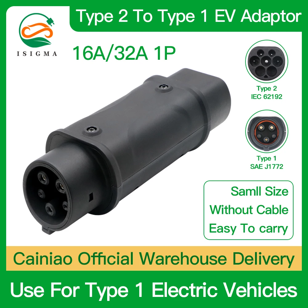 

Type 2 to gbt Adaptor Isigma 32A Type2 IEC 62196 Type 2 to J1772 Type 1 EV Adapter 220V For Electric Cars Charging