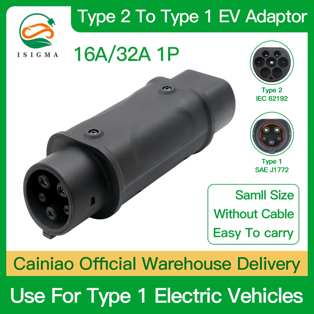 Type 2 to gbt Adaptor  Isigma 32A Type2 IEC 62196 Type 2 to J1772 Type 1 EV Adapter 220V For Electric Cars Charging