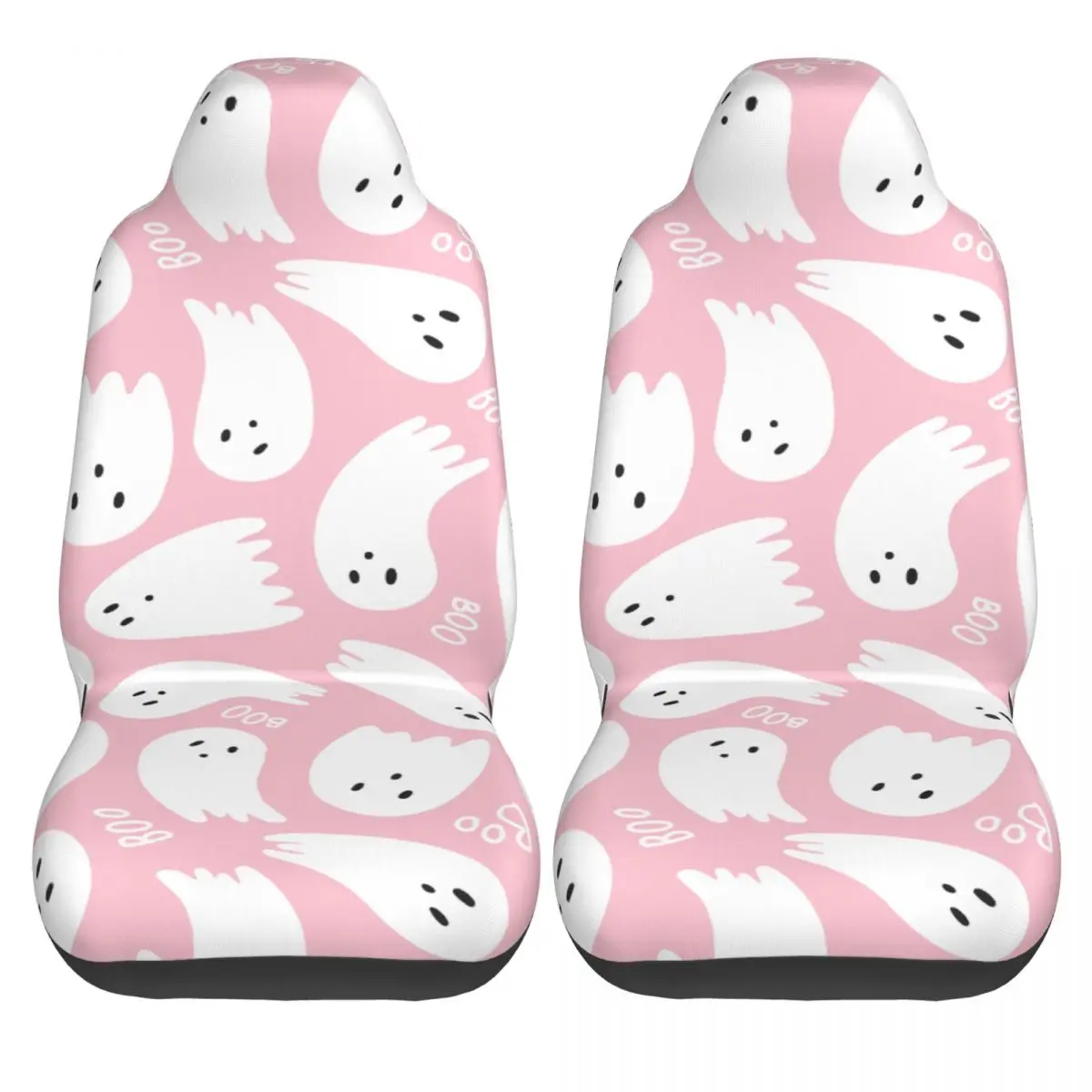 Pink Cute Ghosts Universal Car Seat Cover Waterproof Travel Halloween Seat Covers Polyester Car Accessories