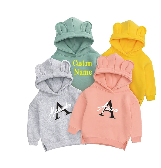 

Personalised Childrens Bear Hoodie Name Unisex Kids Jumper 120-160CM Toddler Gift Custom Text Sweatshirt Gift Idea Clothing