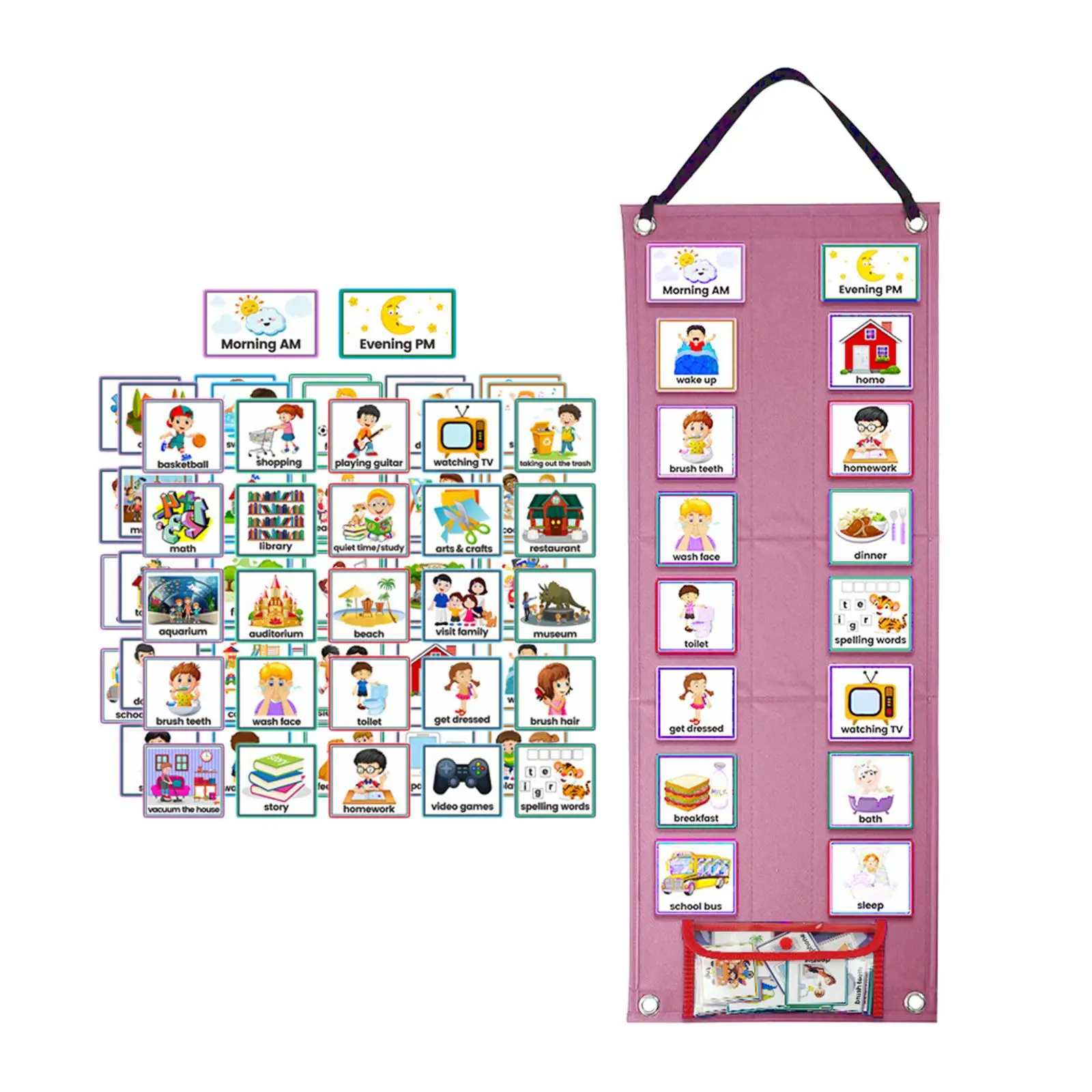 Visual Schedule for Kids Teaching Aids with 70 Cards Home Chore Chart Visual Planner for Children Kids Boys Girls Birthday Gifts