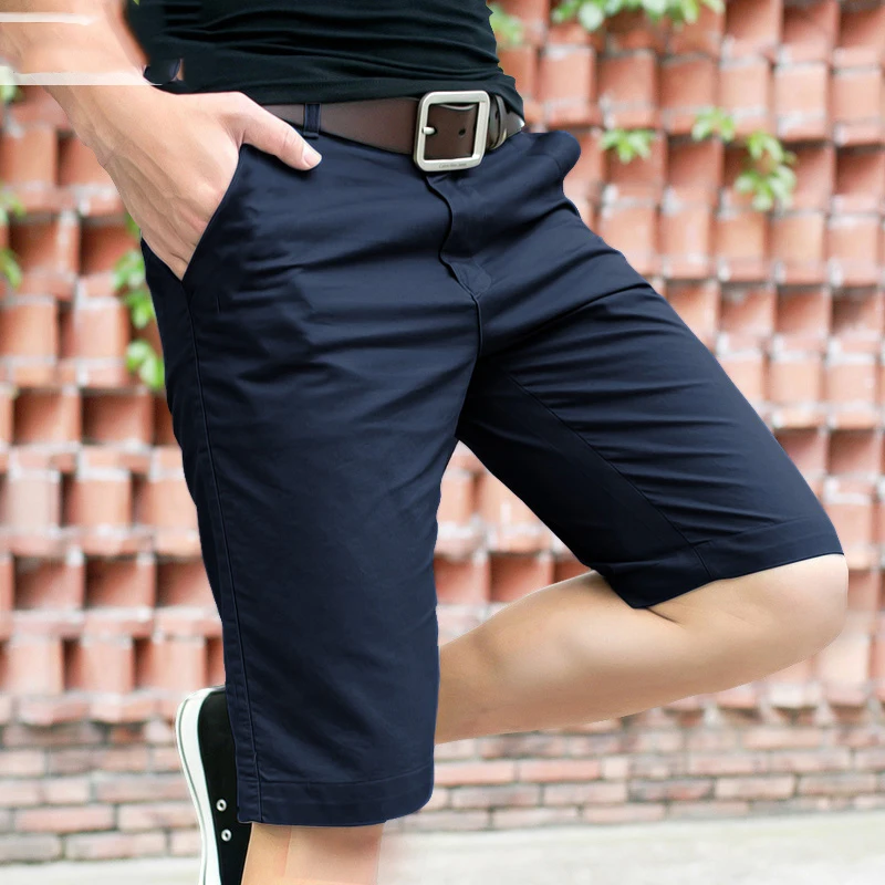 

Мужские летние повседневные брюки свободного кроя, модные шорты-бриджи, прямые рабочие брюки со средней талией из полиуретана