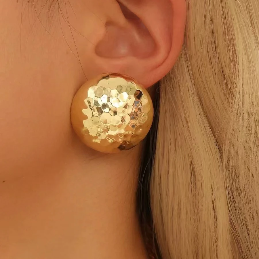 Fashion Half Ball C-shape Earrings Stud For Women Gold Color Geometric Circle Stud Earrings Statement Party Jewelry