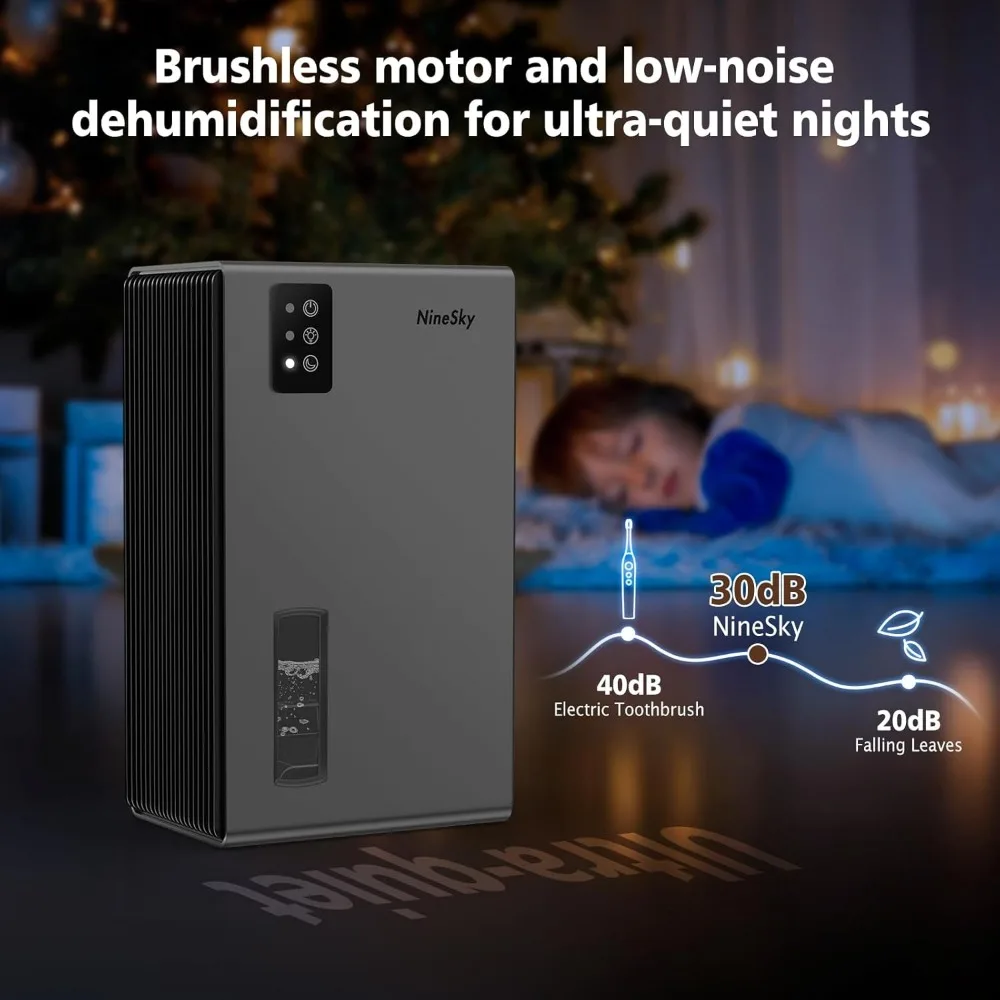 Dehumidifier for Home, 95 OZ Water Tank, (1000 sq.ft) with Auto Shut Off,7 Colors LED Light (Gray)