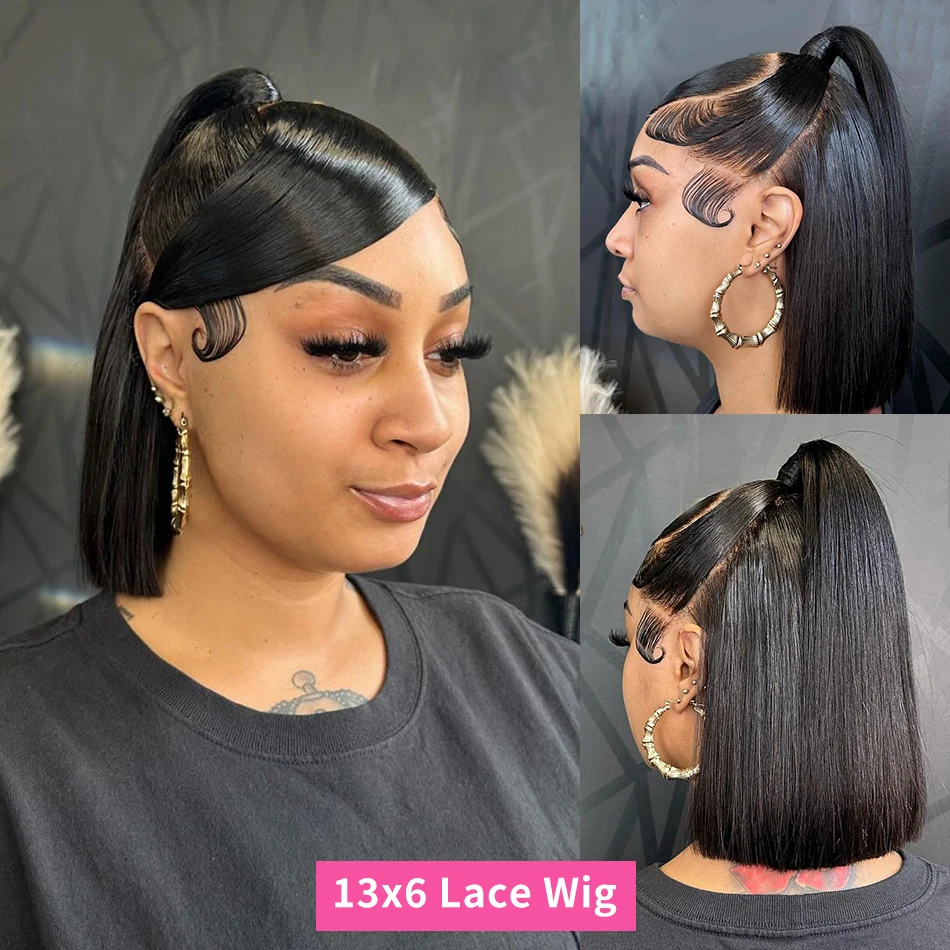 250% Knochen gerade 13x4 kurze Bob HD Spitze Front Perücken 13x6 brasilia nische Remy Spitze Frontal Menschenhaar 5x5 Verschluss Perücke für Frauen