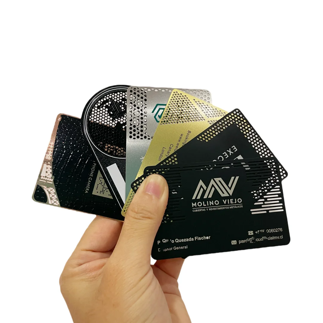 Customized inquiry Cheap High Quality Metal Business Card Custom Black Logo Laser Engraved