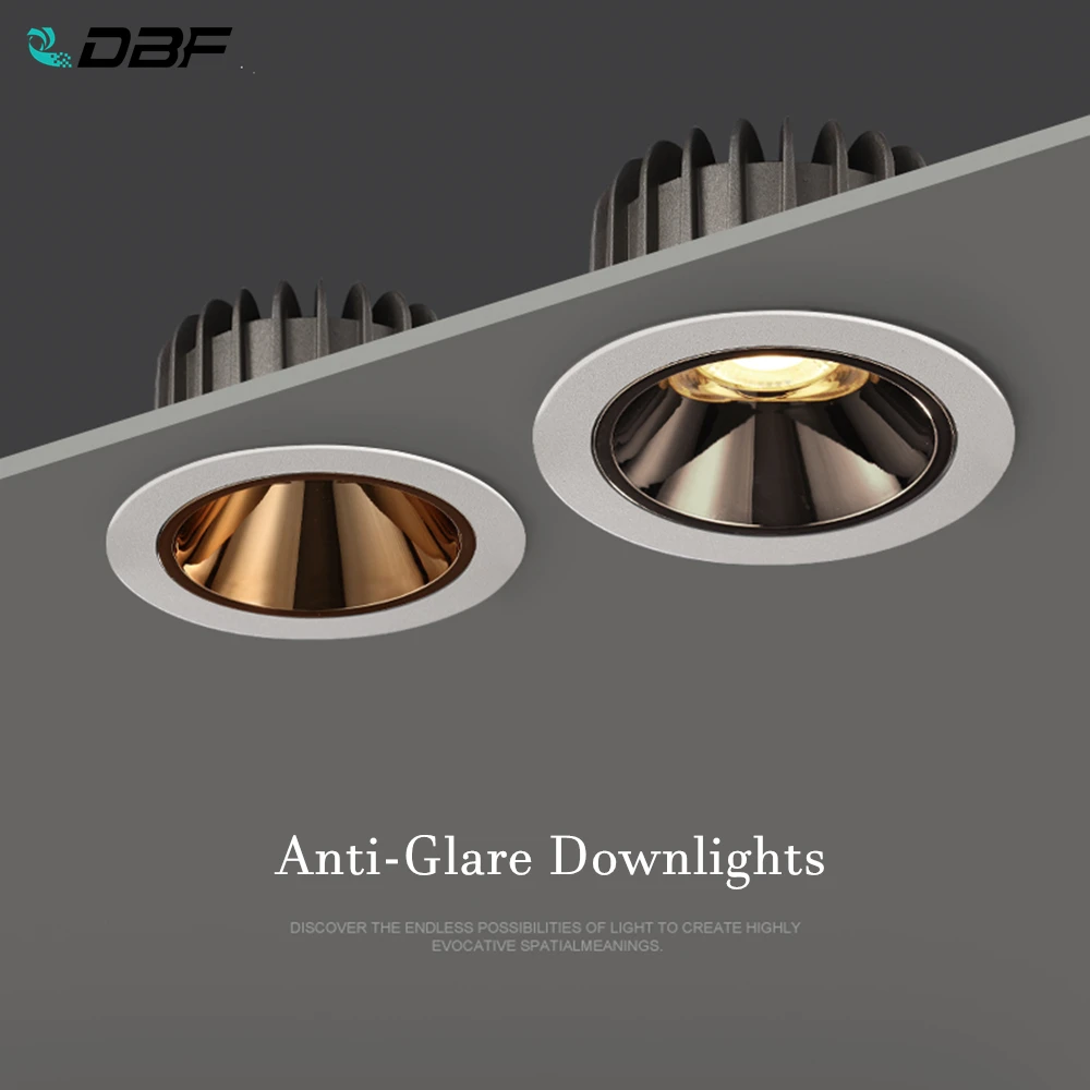 

New Anti Glare LED Downlights 7W 10W 12W 20W Round Frame Changeable Living room Bedroom Dimmable Ceiling Spot Lights