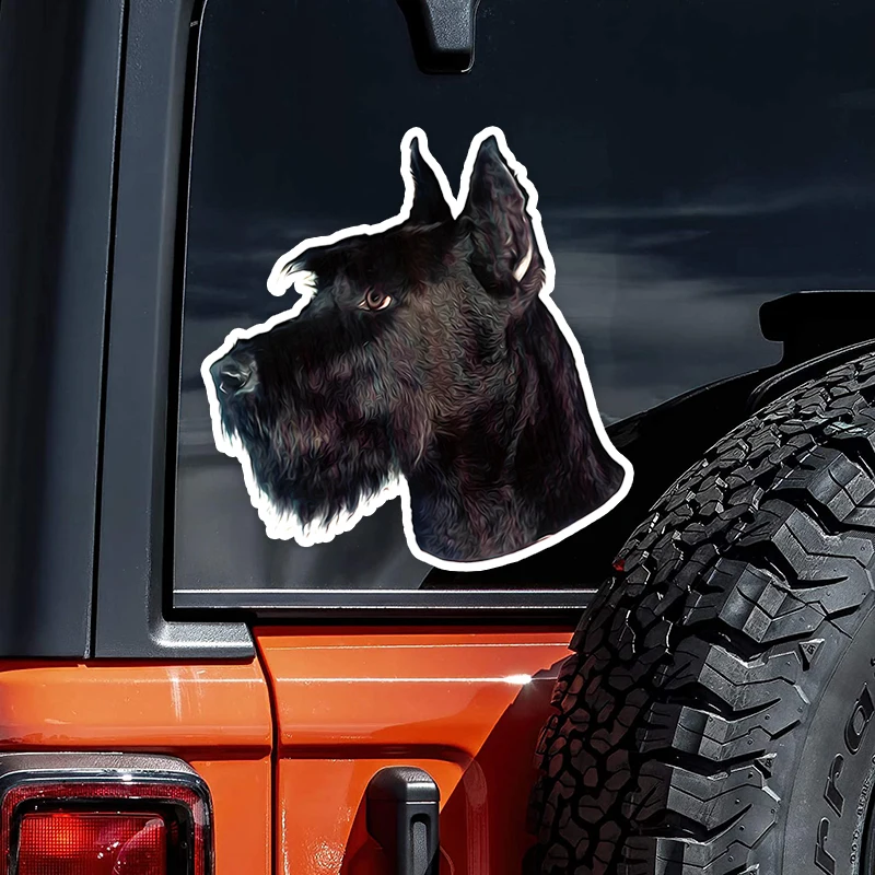 DK200#12.5x13cm Giant Schnauzer Cute Dog Car Decals Bumper Window Stickers Car Accessories Waterproof Vinyl Material