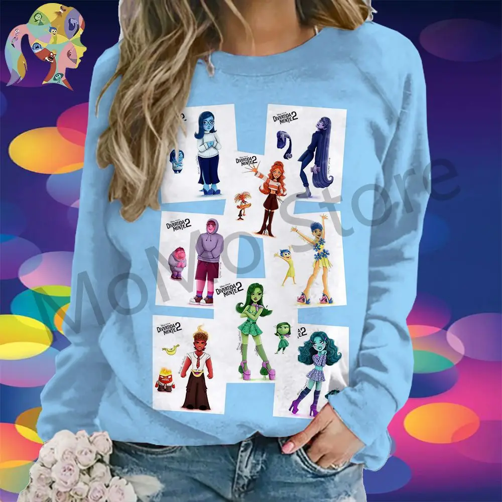 Women's Long Sleeve Sweatshirts Disney Inside Out Kawaii Woman Fashion Autumn Clothes S-3XL 2024 Streetwear High Quality Leisure