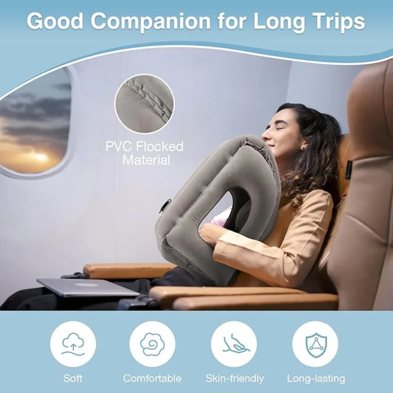 Inflatable Pillow, Travel Long Distance Car Sleeping Tool, Portable Foldable, Airplane High Speed Rail Available