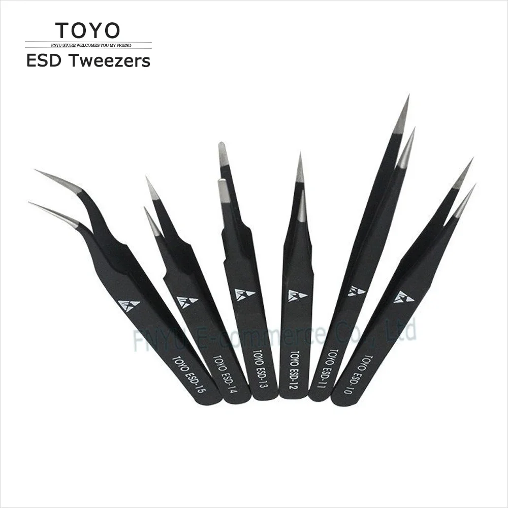 Tweezers Set Good Quality TOYO Anti-static ESD 10-15 For Soldering Rework 6pcs/lot