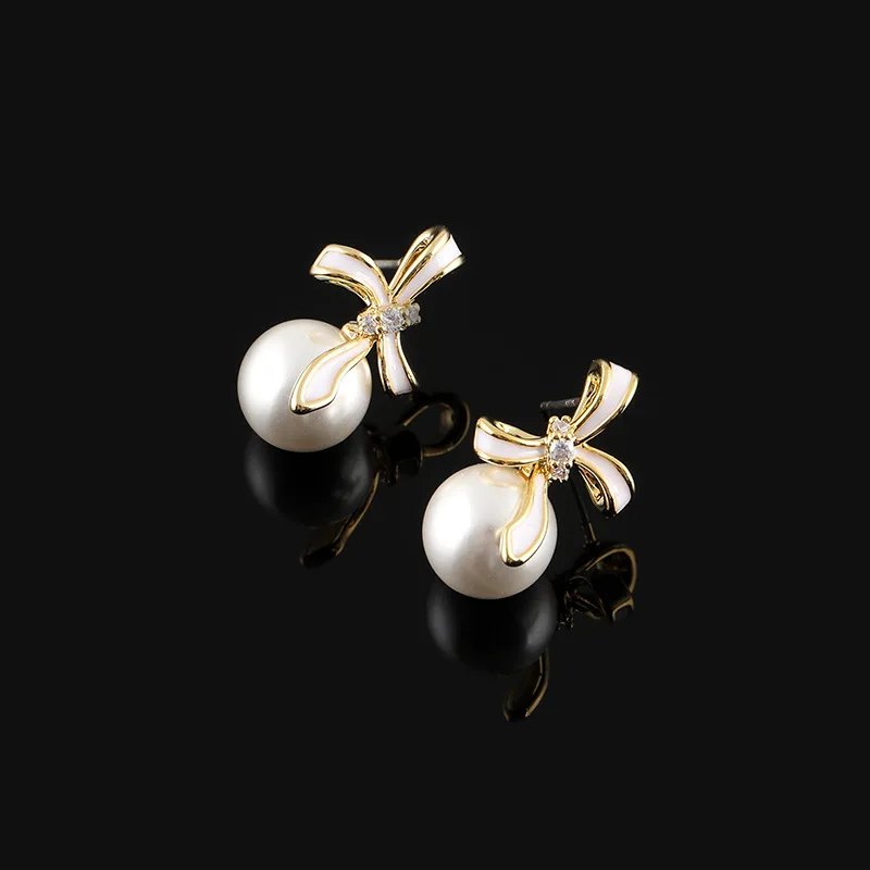 New Minimalist Bow Earrings With Oil Painting Sweet And Ear Hole FreeFemale Mosquito Coils Ear Clips Gift Wholesale